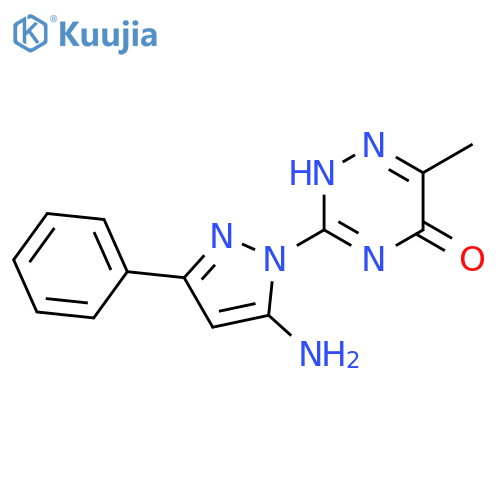 3-(5-Amino-3-phenyl-pyrazol-1-yl)-6-methyl-[1,2,4]triazin-5-ol structure