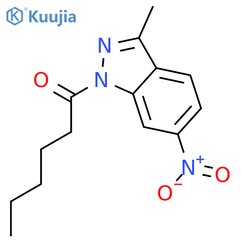 1H-Indazole, 3-methyl-6-nitro-1-(1-oxohexyl)- structure