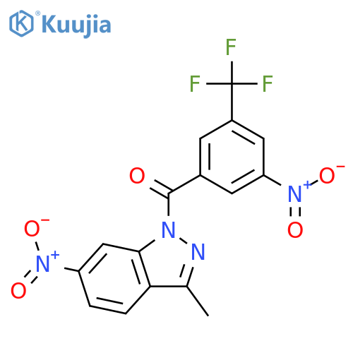 1H-Indazole, 3-methyl-6-nitro-1-[3-nitro-5-(trifluoromethyl)benzoyl]- structure