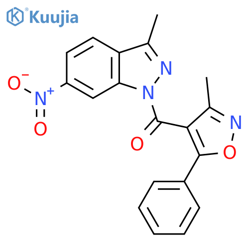 1H-Indazole,3-methyl-1-[(3-methyl-5-phenyl-4-isoxazolyl)carbonyl]-6-nitro- structure