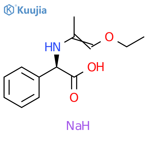 Benzeneacetic acid, a-[(2-ethoxy-1-methylethenyl)amino]-,monosodium salt, (R)- structure