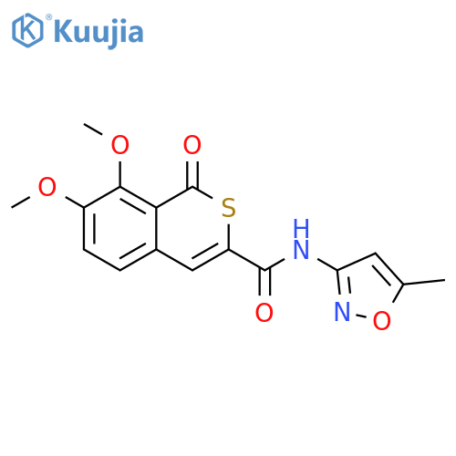 7,8-dimethoxy-N-(5-methyl-1,2-oxazol-3-yl)-1-oxo-1H-isothiochromene-3-carboxamide structure