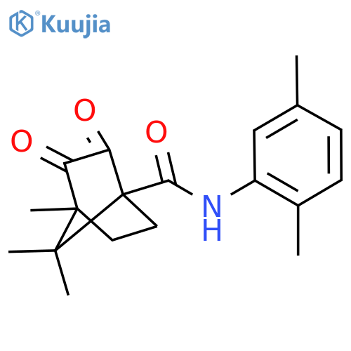 N-(2,5-dimethylphenyl)-4,7,7-trimethyl-2,3-dioxobicyclo2.2.1heptane-1-carboxamide structure