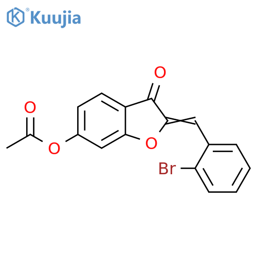 (2Z)-2-(2-bromophenyl)methylidene-3-oxo-2,3-dihydro-1-benzofuran-6-yl acetate structure