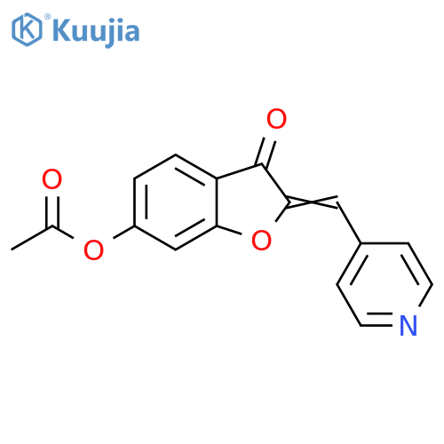 (2Z)-3-oxo-2-(pyridin-4-yl)methylidene-2,3-dihydro-1-benzofuran-6-yl acetate structure