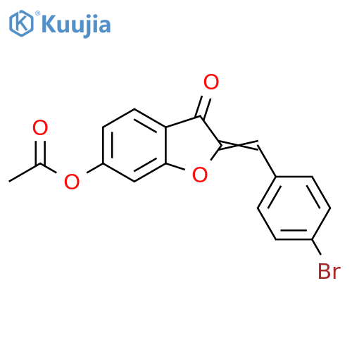 (2Z)-2-(4-bromophenyl)methylidene-3-oxo-2,3-dihydro-1-benzofuran-6-yl acetate structure