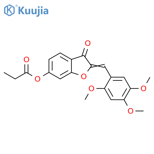 (2Z)-3-oxo-2-(2,4,5-trimethoxyphenyl)methylidene-2,3-dihydro-1-benzofuran-6-yl propanoate structure