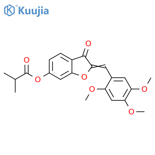 (2Z)-3-oxo-2-(2,4,5-trimethoxyphenyl)methylidene-2,3-dihydro-1-benzofuran-6-yl 2-methylpropanoate structure