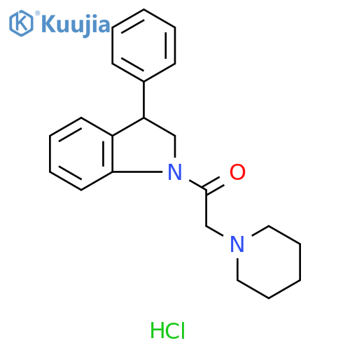 Ethanone, 1-(2,3-dihydro-3-phenyl-1H-indol-1-yl)-2-(1-piperidinyl)-, hydrochloride (1:1) structure