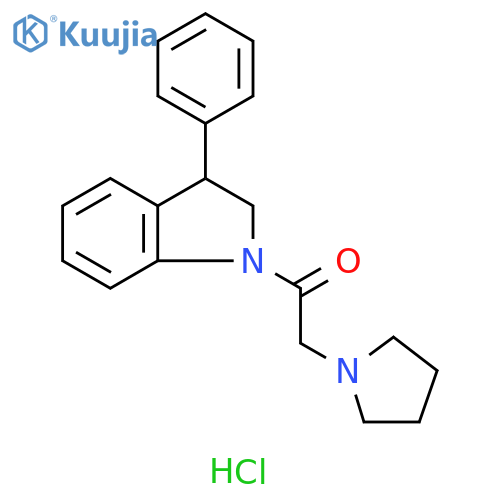 1H-Indole, 2,3-dihydro-3-phenyl-1-(1-pyrrolidinylacetyl)-,monohydrochloride structure