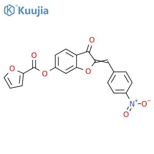 (2Z)-2-(4-nitrophenyl)methylidene-3-oxo-2,3-dihydro-1-benzofuran-6-yl furan-2-carboxylate structure