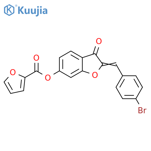 (2Z)-2-(4-bromophenyl)methylidene-3-oxo-2,3-dihydro-1-benzofuran-6-yl furan-2-carboxylate structure