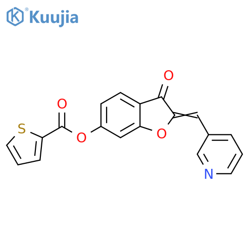 (2Z)-3-oxo-2-(pyridin-3-yl)methylidene-2,3-dihydro-1-benzofuran-6-yl thiophene-2-carboxylate structure