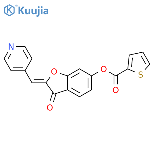 (2Z)-3-oxo-2-(pyridin-4-yl)methylidene-2,3-dihydro-1-benzofuran-6-yl thiophene-2-carboxylate structure