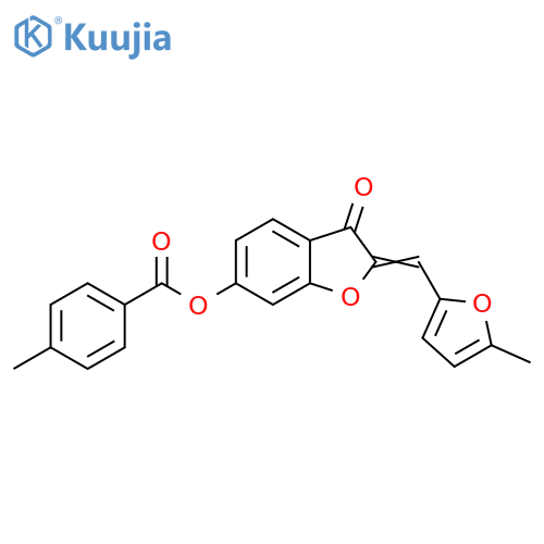 (2Z)-2-(5-methylfuran-2-yl)methylidene-3-oxo-2,3-dihydro-1-benzofuran-6-yl 4-methylbenzoate structure