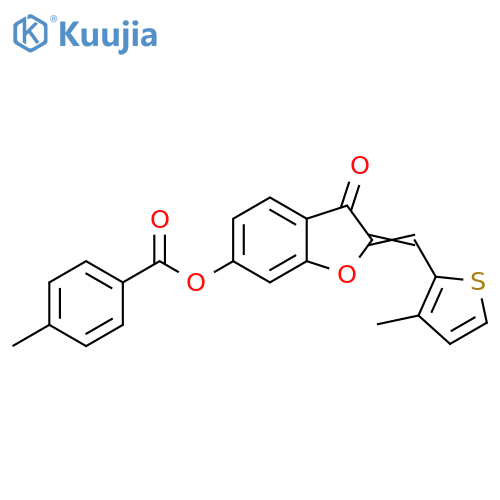 (2Z)-2-(3-methylthiophen-2-yl)methylidene-3-oxo-2,3-dihydro-1-benzofuran-6-yl 4-methylbenzoate structure