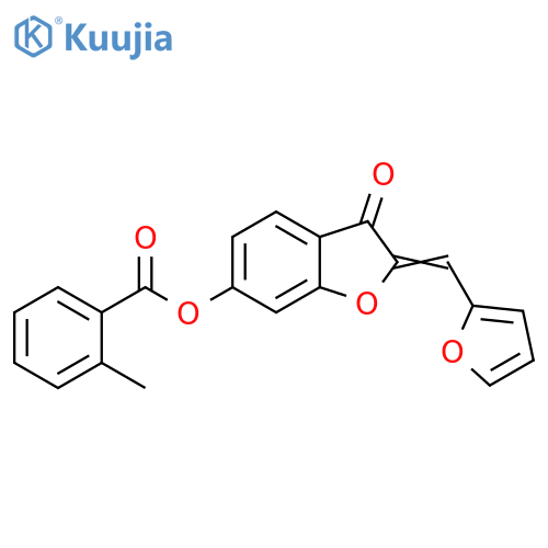 (2Z)-2-(furan-2-yl)methylidene-3-oxo-2,3-dihydro-1-benzofuran-6-yl 2-methylbenzoate structure