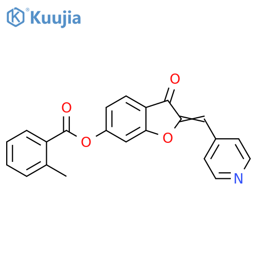 (2Z)-3-oxo-2-(pyridin-4-yl)methylidene-2,3-dihydro-1-benzofuran-6-yl 2-methylbenzoate structure