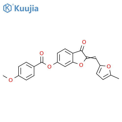 (2Z)-2-(5-methylfuran-2-yl)methylidene-3-oxo-2,3-dihydro-1-benzofuran-6-yl 4-methoxybenzoate structure