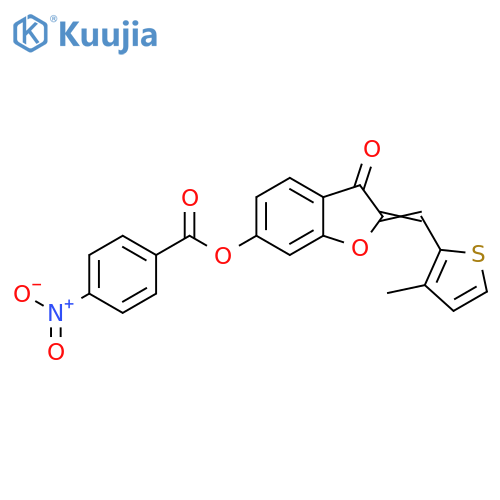 (2Z)-2-(3-methylthiophen-2-yl)methylidene-3-oxo-2,3-dihydro-1-benzofuran-6-yl 4-nitrobenzoate structure