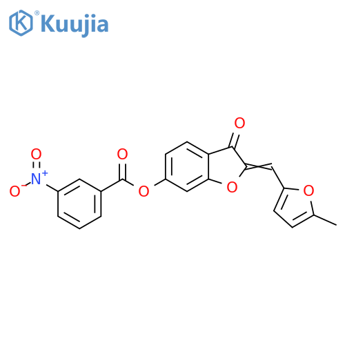 (2Z)-2-(5-methylfuran-2-yl)methylidene-3-oxo-2,3-dihydro-1-benzofuran-6-yl 3-nitrobenzoate structure