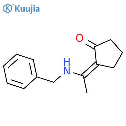 CYCLOPENTANONE, 2-[1-[(PHENYLMETHYL)AMINO]ETHYLIDENE]-, (2Z)- structure