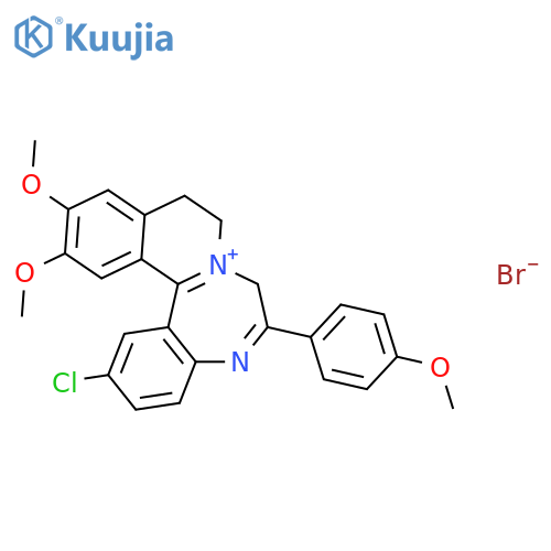 2-chloro-12,13-dimethoxy-6-(4-methoxyphenyl)-9,10-dihydro-7H-isoquino[2,1-d][1,4]benzodiazepin-8-ium bromide structure