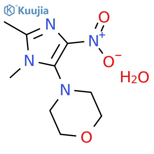 Morpholine, 4-(1,2-dimethyl-4-nitro-1H-imidazol-5-yl)-, monohydrate structure