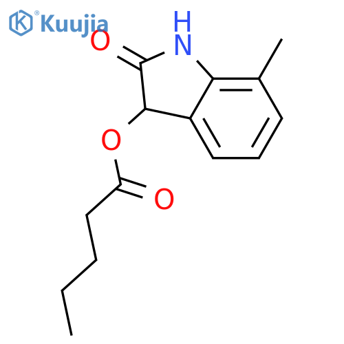 Pentanoic acid, 2,3-dihydro-7-methyl-2-oxo-1H-indol-3-yl ester structure