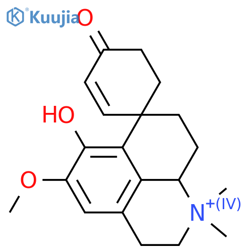 Spiro[7H-benzo[de]quinolinium-7,1'-[2]cyclohexene], 1,2,3,8,9,9a-hexahydro-6-hydroxy-5-methoxy-1,1-dimethyl-4'-oxo- (9CI) structure