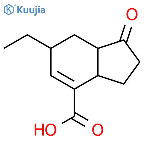 (3aS,6R,7aS)-6-ethyl-1-oxo-2,3,3a,6,7,7a-hexahydro-1H-indene-4-carboxylic acid structure