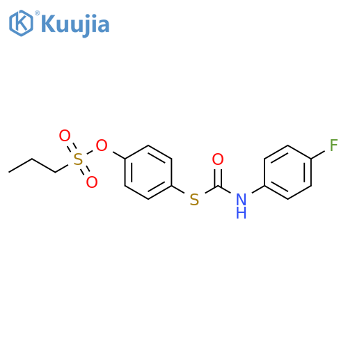 1-Propanesulfonic acid, 4-[[[(4-fluorophenyl)amino]carbonyl]thio]phenyl ester structure