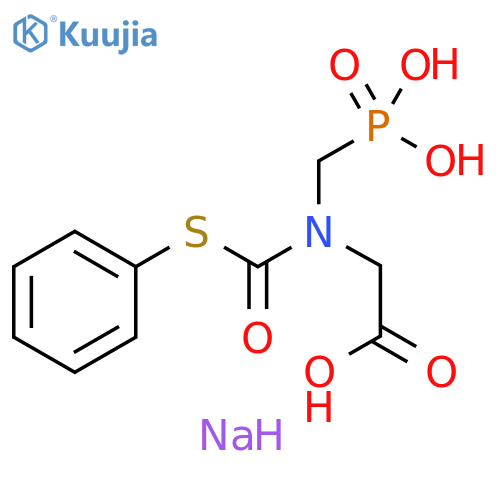 Glycine, N-[(phenylthio)carbonyl]-N-(phosphonomethyl)-, monosodium salt (9CI) structure