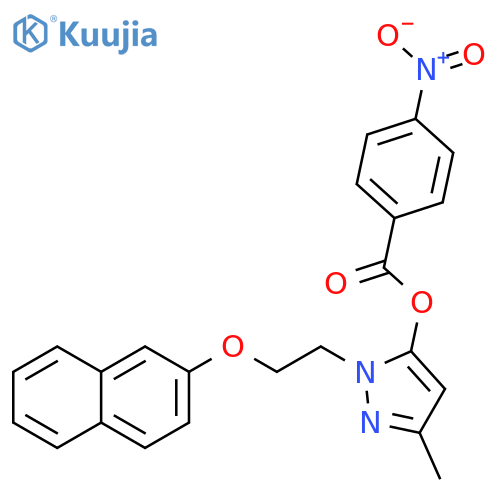 1H-Pyrazol-5-ol, 3-methyl-1-[2-(2-naphthalenyloxy)ethyl]-, 5-(4-nitrobenzoate) structure