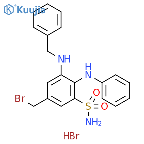 Benzenesulfonamide, 5-(bromomethyl)-2-(phenylamino)-3-[(phenylmethyl)amino]-, hydrobromide (1:1) structure