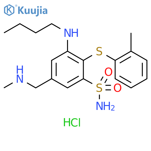 Benzenesulfonamide, 3-(butylamino)-5-[(methylamino)methyl]-2-[(2-methylphenyl)thio]-, hydrochloride (1:1) structure