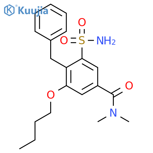 Benzamide, 3-(aminosulfonyl)-5-butoxy-N,N-dimethyl-4-(phenylmethyl)- structure