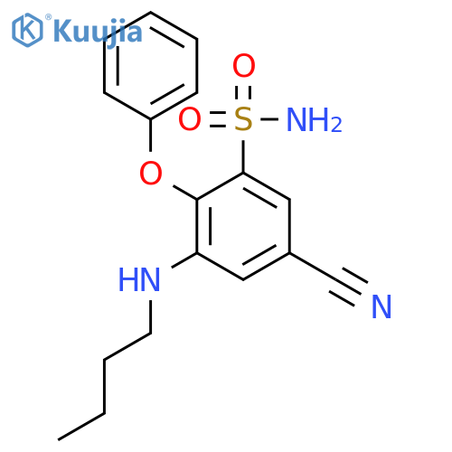 Benzenesulfonamide, 3-(butylamino)-5-cyano-2-phenoxy- structure