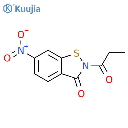 1,2-Benzisothiazol-3(2H)-one, 6-nitro-2-(1-oxopropyl)- structure