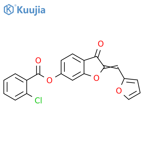 (2Z)-2-(furan-2-yl)methylidene-3-oxo-2,3-dihydro-1-benzofuran-6-yl 2-chlorobenzoate structure