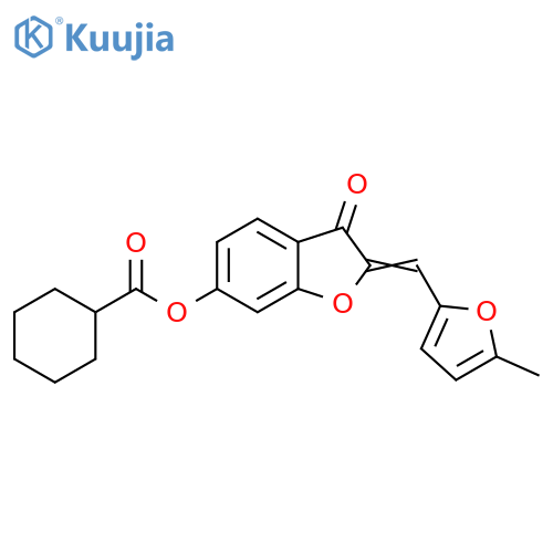 (2Z)-2-(5-methylfuran-2-yl)methylidene-3-oxo-2,3-dihydro-1-benzofuran-6-yl cyclohexanecarboxylate structure