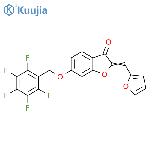 (2Z)-2-(furan-2-yl)methylidene-6-(2,3,4,5,6-pentafluorophenyl)methoxy-2,3-dihydro-1-benzofuran-3-one structure