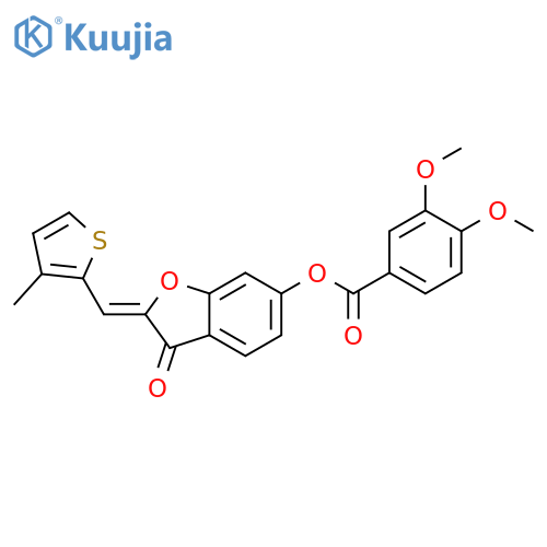 (2Z)-2-(3-methylthiophen-2-yl)methylidene-3-oxo-2,3-dihydro-1-benzofuran-6-yl 3,4-dimethoxybenzoate structure