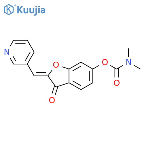 (2Z)-3-oxo-2-(pyridin-3-yl)methylidene-2,3-dihydro-1-benzofuran-6-yl N,N-dimethylcarbamate structure
