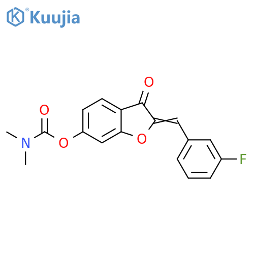 (2Z)-2-(3-fluorophenyl)methylidene-3-oxo-2,3-dihydro-1-benzofuran-6-yl N,N-dimethylcarbamate structure