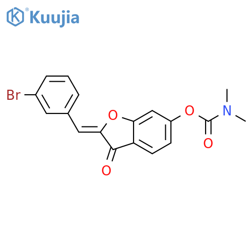 (2Z)-2-(3-bromophenyl)methylidene-3-oxo-2,3-dihydro-1-benzofuran-6-yl N,N-dimethylcarbamate structure