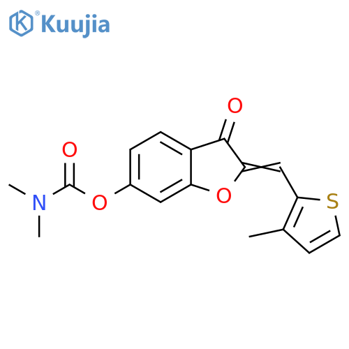 (2Z)-2-(3-methylthiophen-2-yl)methylidene-3-oxo-2,3-dihydro-1-benzofuran-6-yl N,N-dimethylcarbamate structure