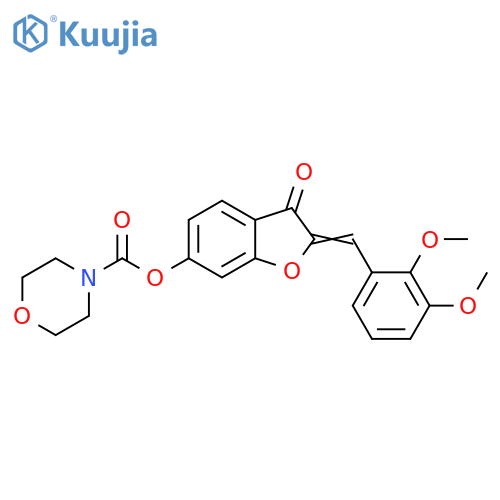 (2Z)-2-(2,3-dimethoxyphenyl)methylidene-3-oxo-2,3-dihydro-1-benzofuran-6-yl morpholine-4-carboxylate structure