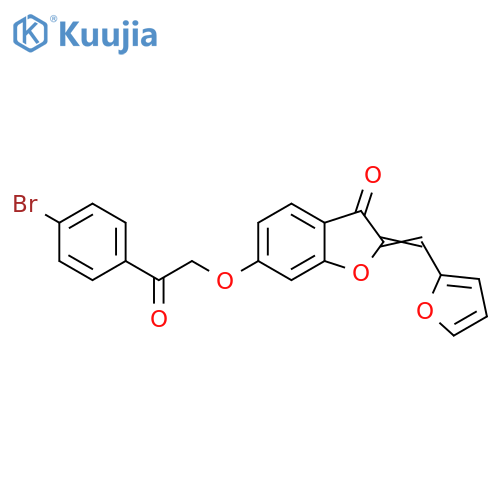 (2Z)-6-2-(4-bromophenyl)-2-oxoethoxy-2-(furan-2-yl)methylidene-2,3-dihydro-1-benzofuran-3-one structure