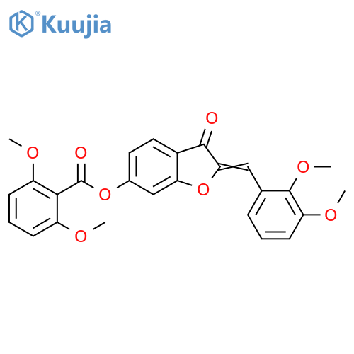 (2Z)-2-(2,3-dimethoxyphenyl)methylidene-3-oxo-2,3-dihydro-1-benzofuran-6-yl 2,6-dimethoxybenzoate structure